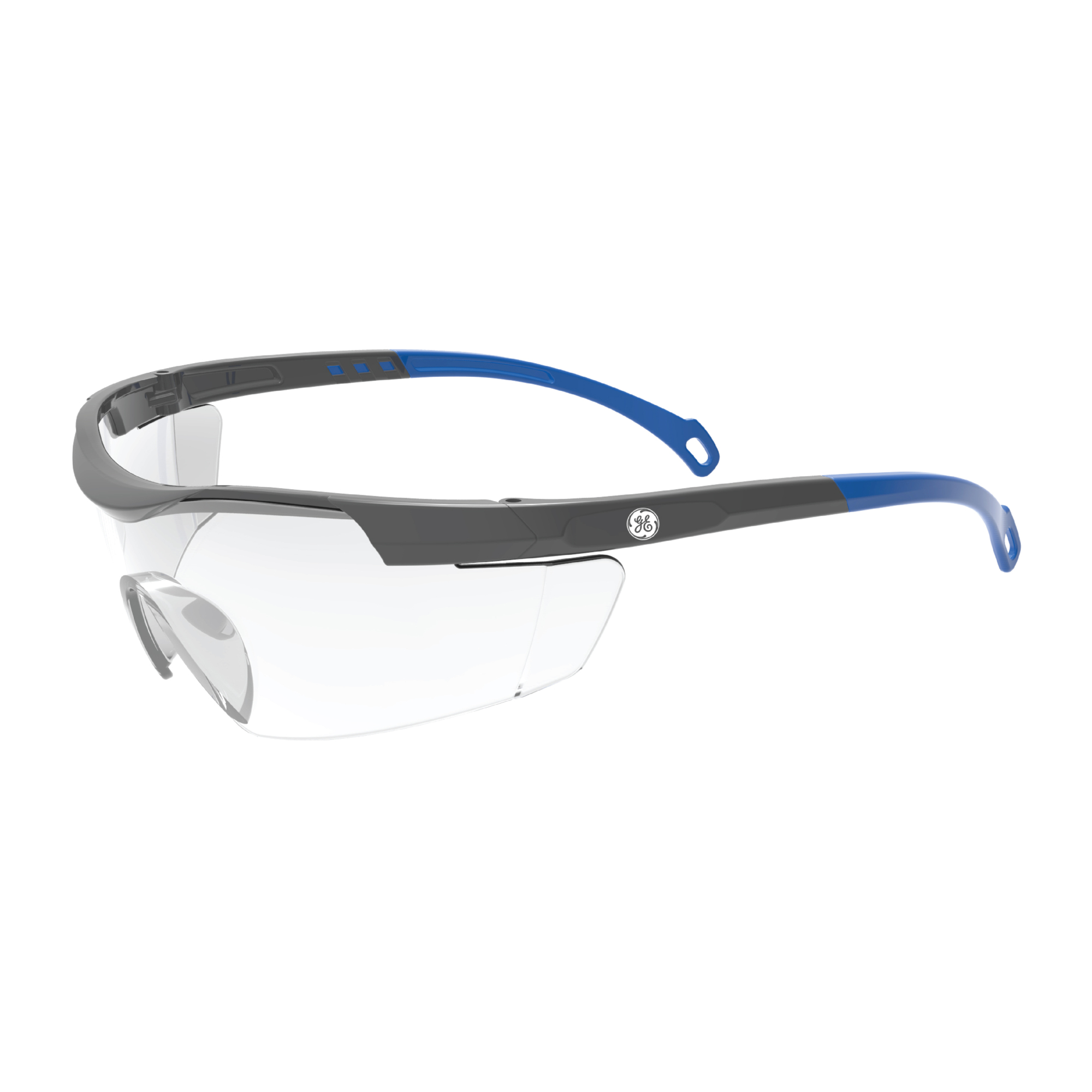 General Electric, Safety Glasses, Clear Lens, Anti-Scratch, Frame Color Blue, Lens Color Clear, ANSI Z87 Compliant, Model# GE101C
